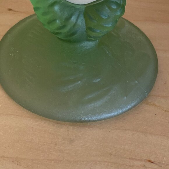 Pfaltzgraff Winterwood Green Frosted Goblets Set of 2 Sculpted Footed Glasses - Picture 5 of 9